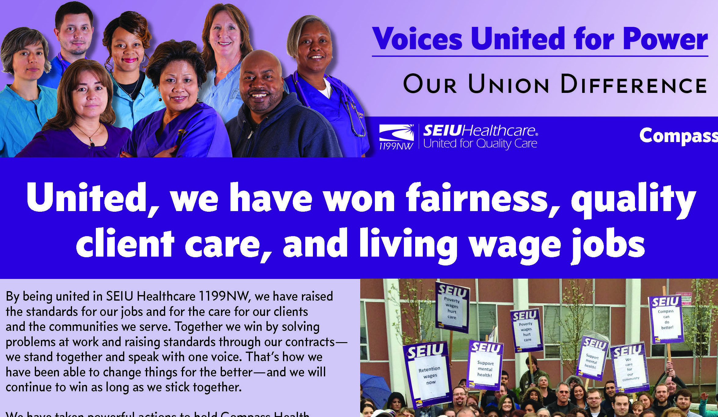 United we have won fairness, quality client care, and living wage jobs
