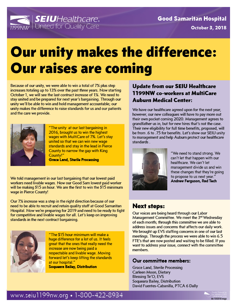 Our unity makes the difference: Our raises are coming