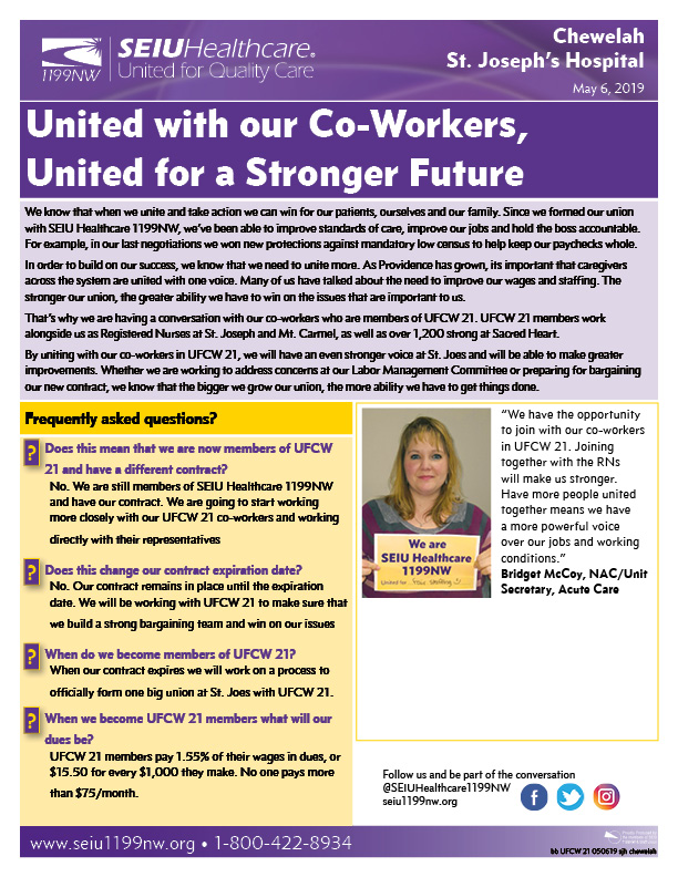 United with our CoWorkers, United for a Stronger Future SEIU