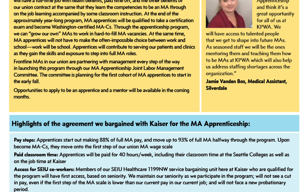 We will change lives and break down barriers through the Medical Assistant Apprenticeship Program