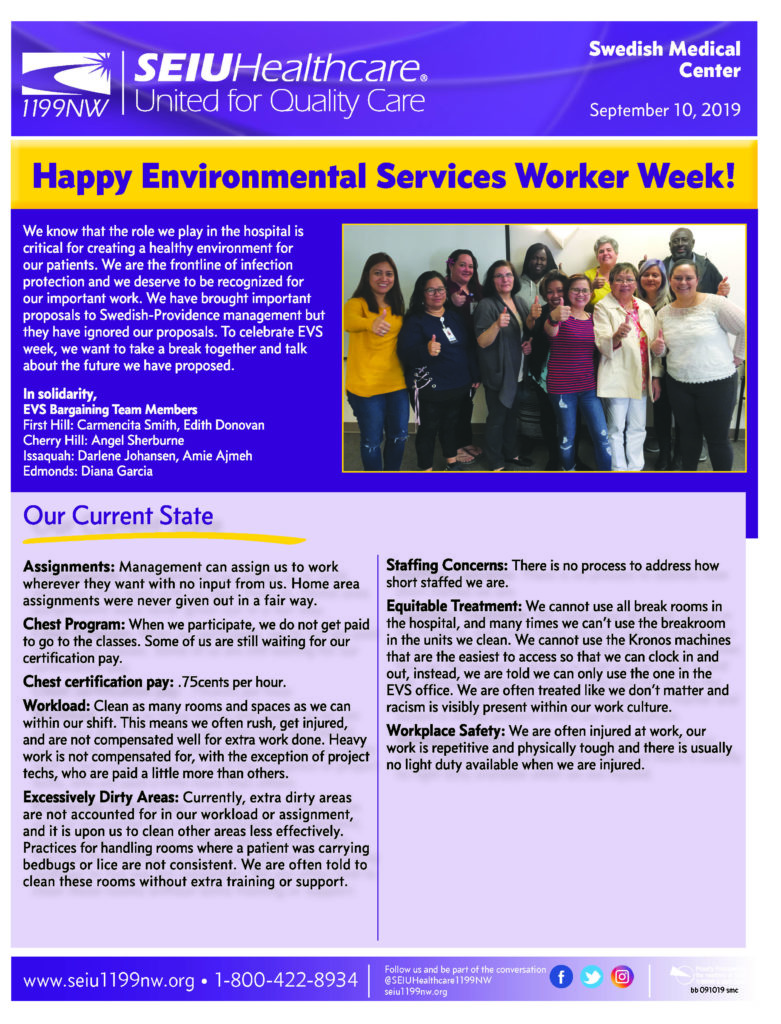 Happy Environmental Services Worker Week! SEIU Healthcare 1199NW