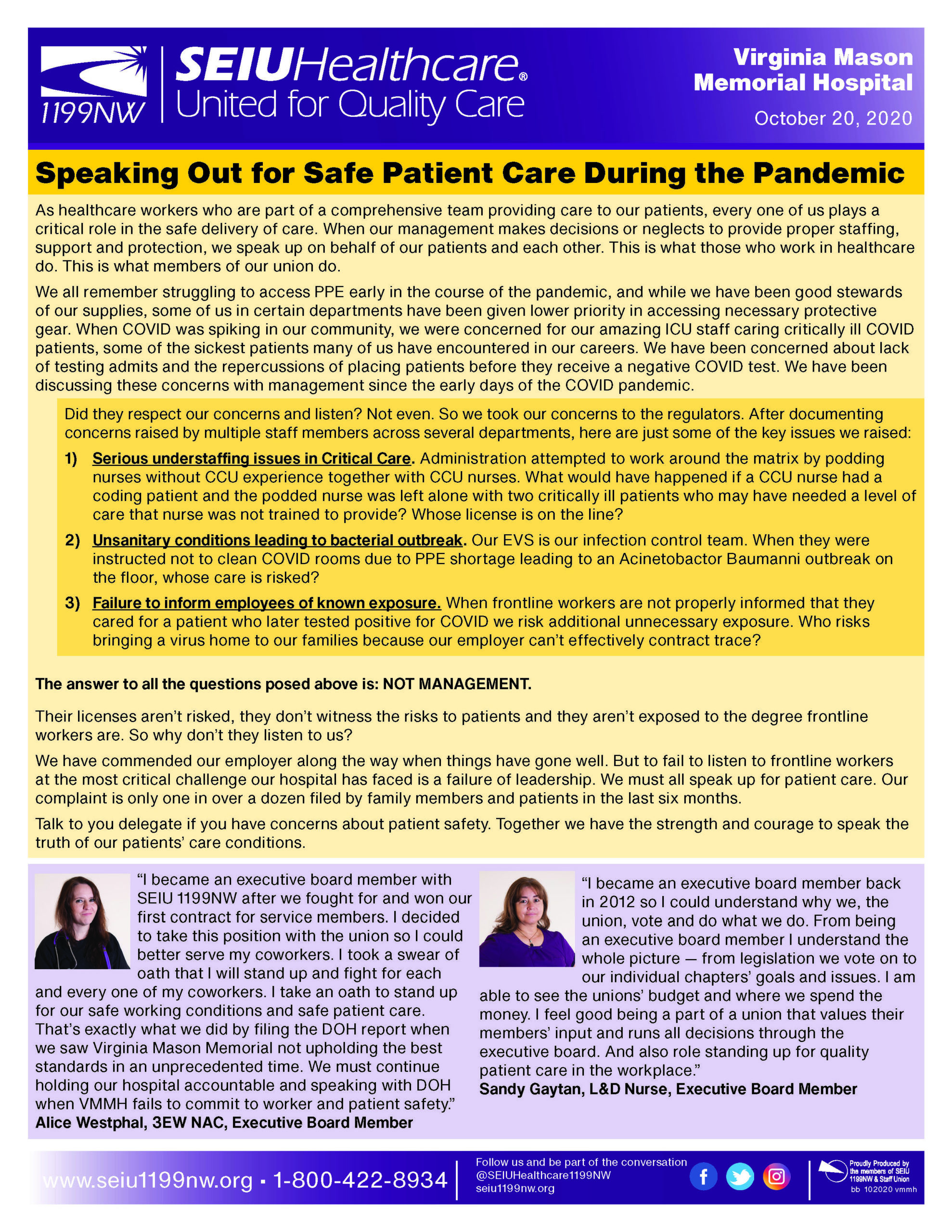 Speaking Out for Safe Patient Care During the Pandemic