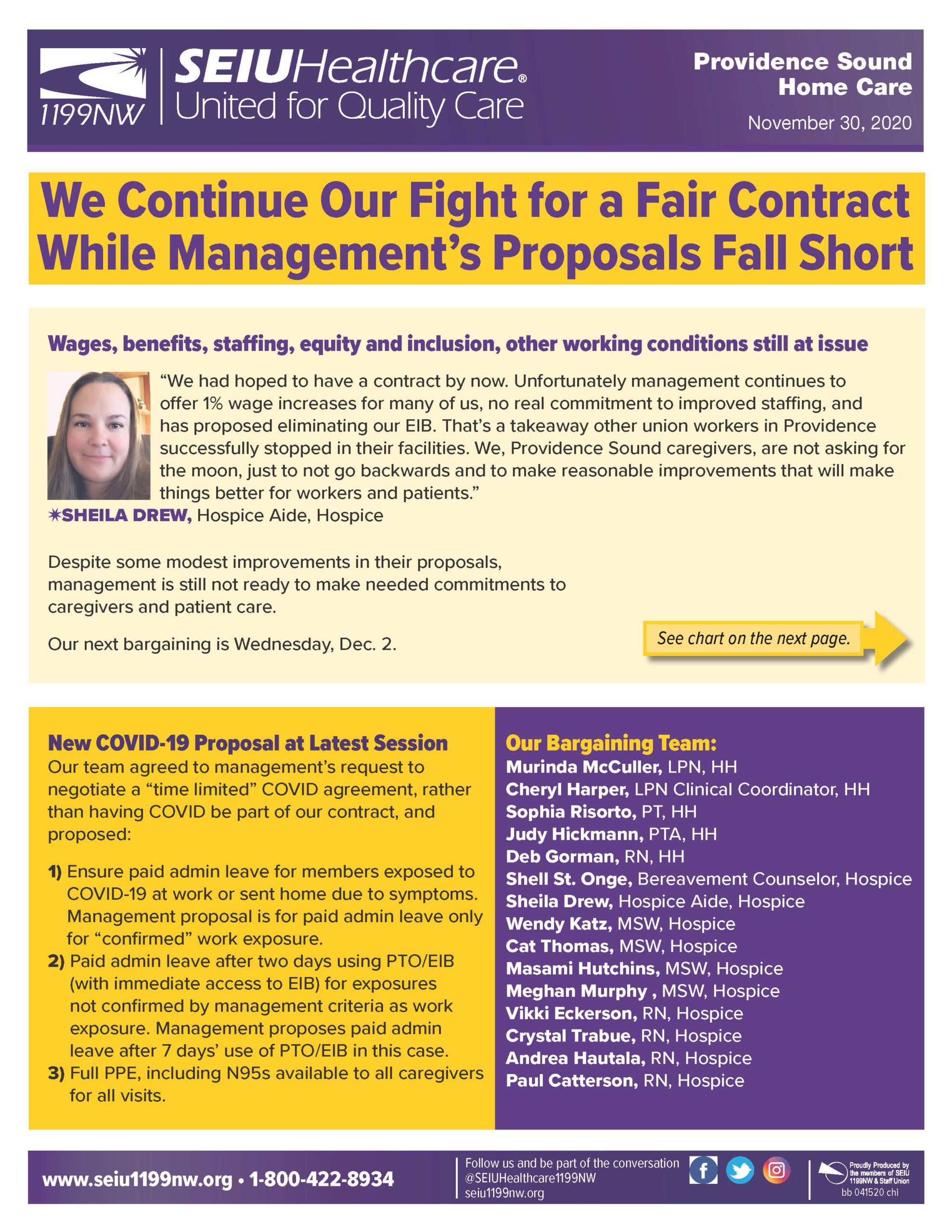 We Continue Our Fight for a Fair Contract While Management’s Proposals Fall Short