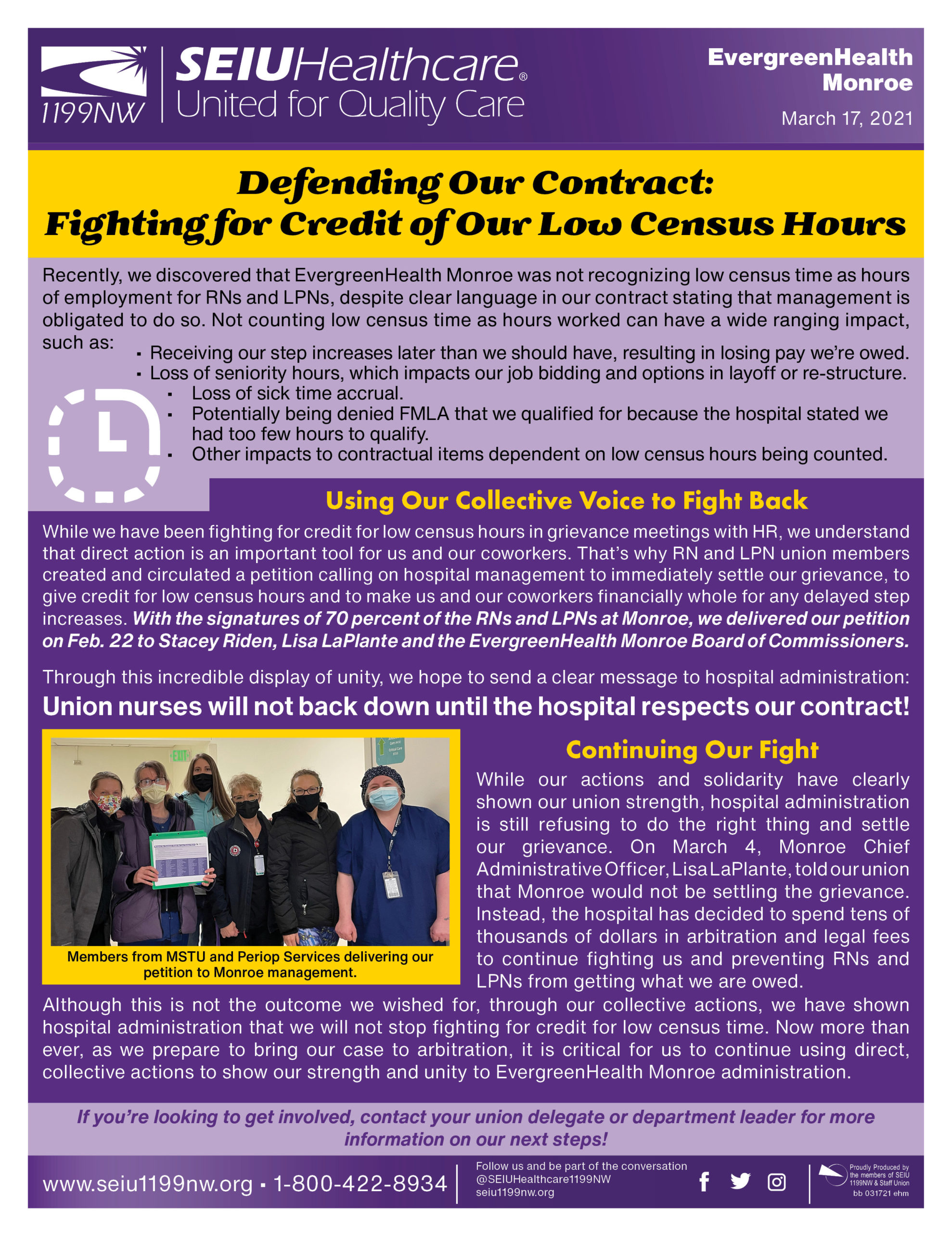 Defending Our Contract: Fighting for Credit of Our Low Census Hours