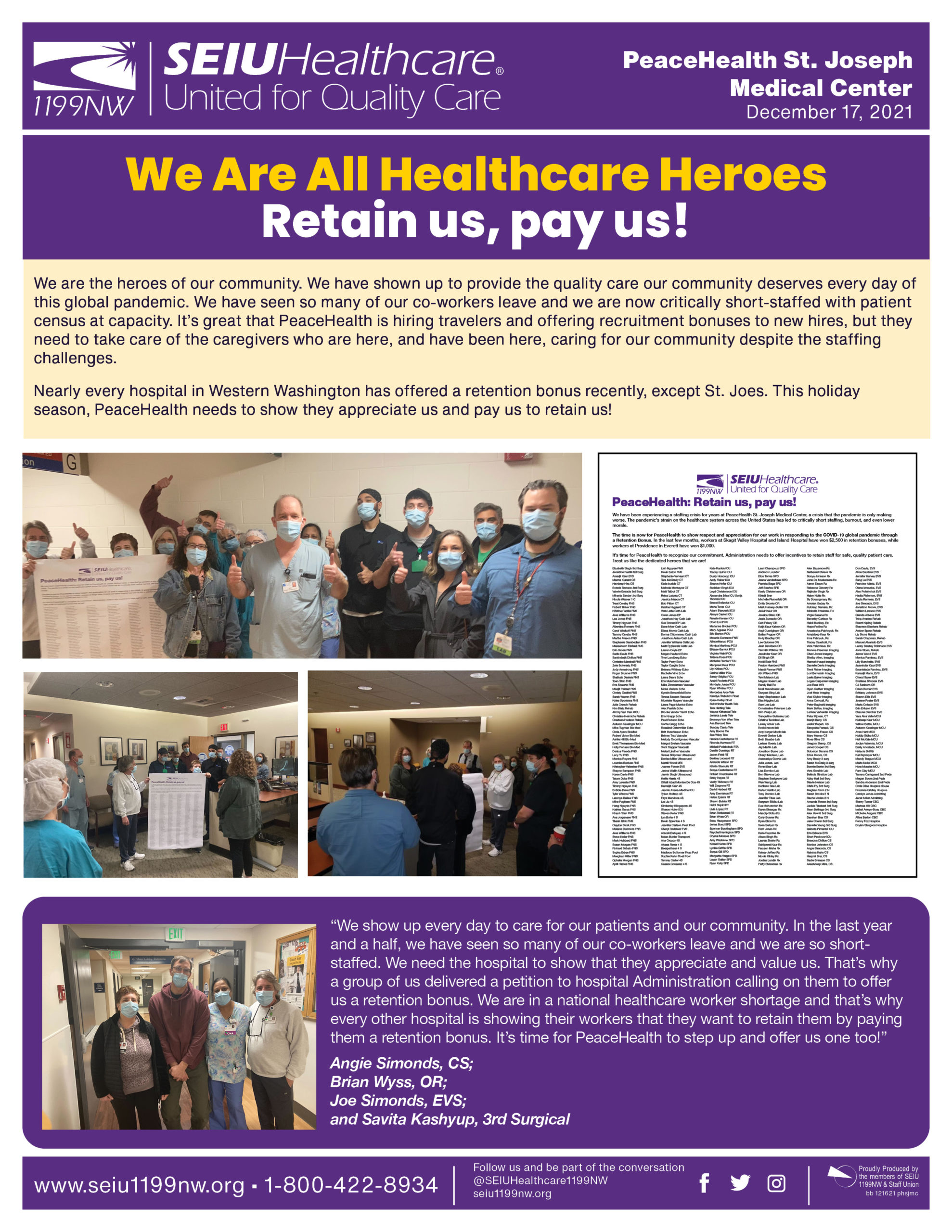 We Are All Healthcare Heroes - Retain us, pay us!