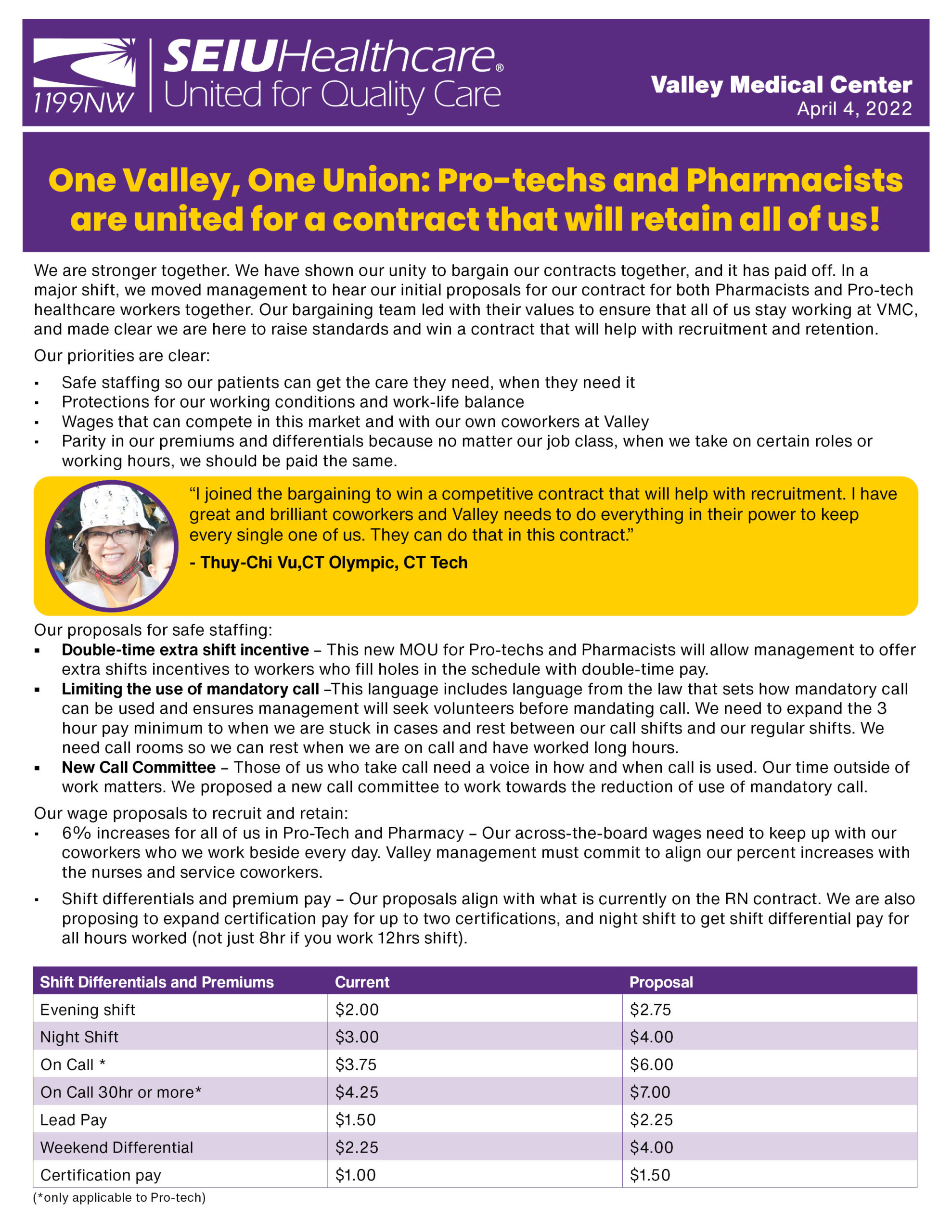 One Valley, One Union: Pro-techs and Pharmacists are united for a contract that will retain all of us!