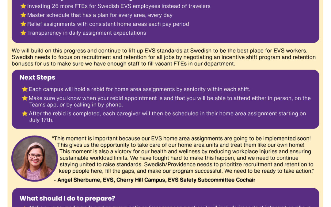 We are taking the next step to improve safe staffing for EVS
