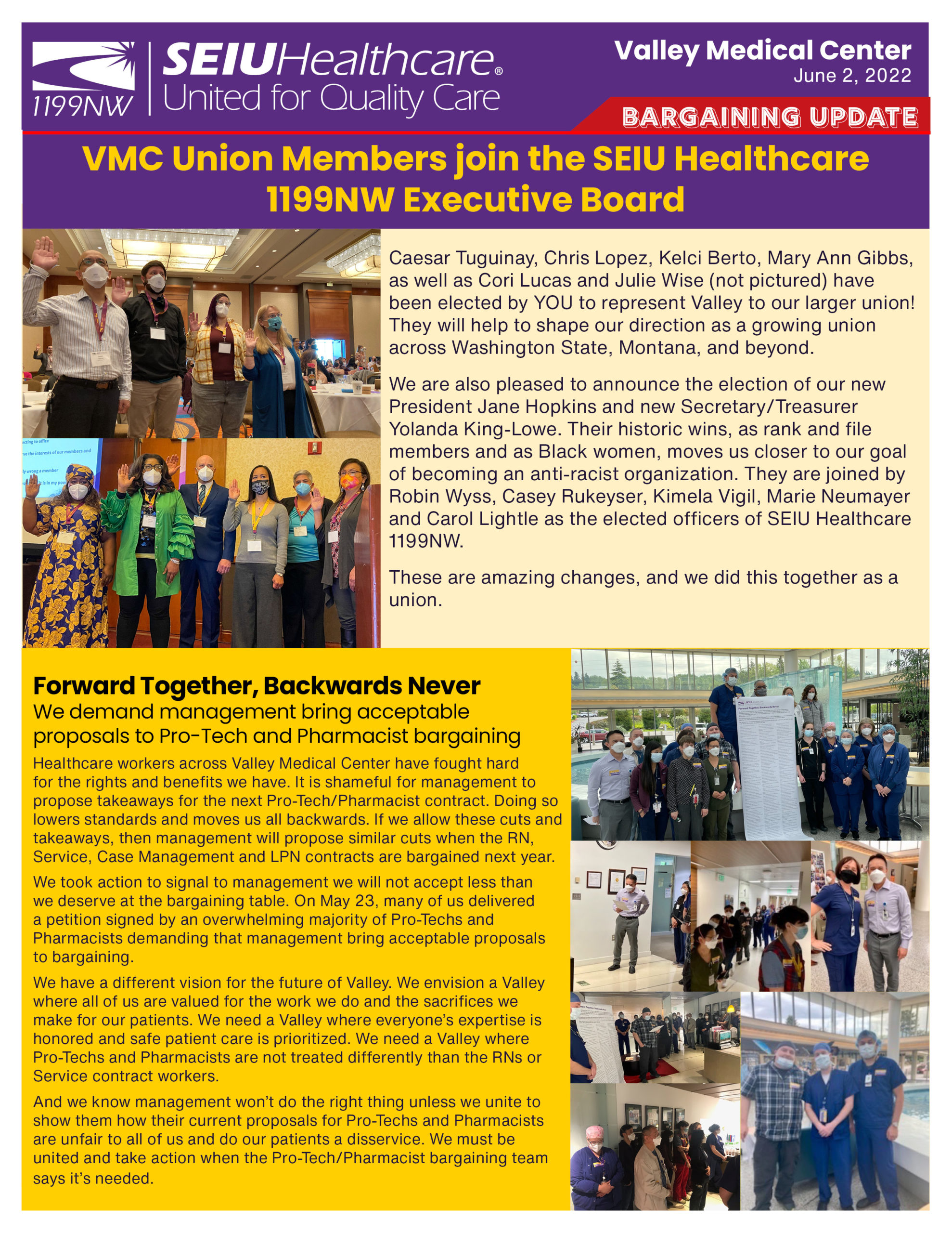 VMC Union Members join the SEIU Healthcare 1199NW Executive Board