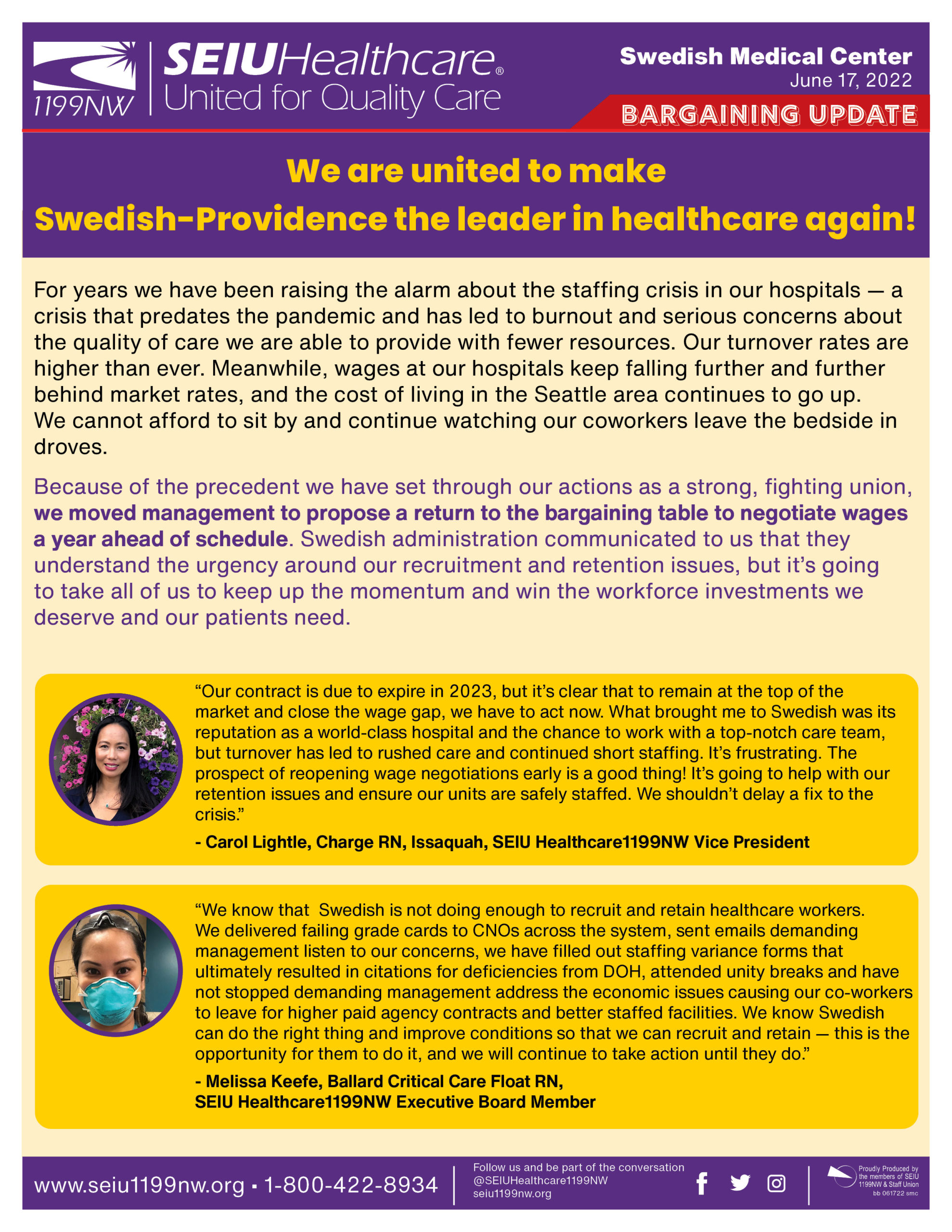 We are united to make Swedish-Providence the leader in healthcare again!