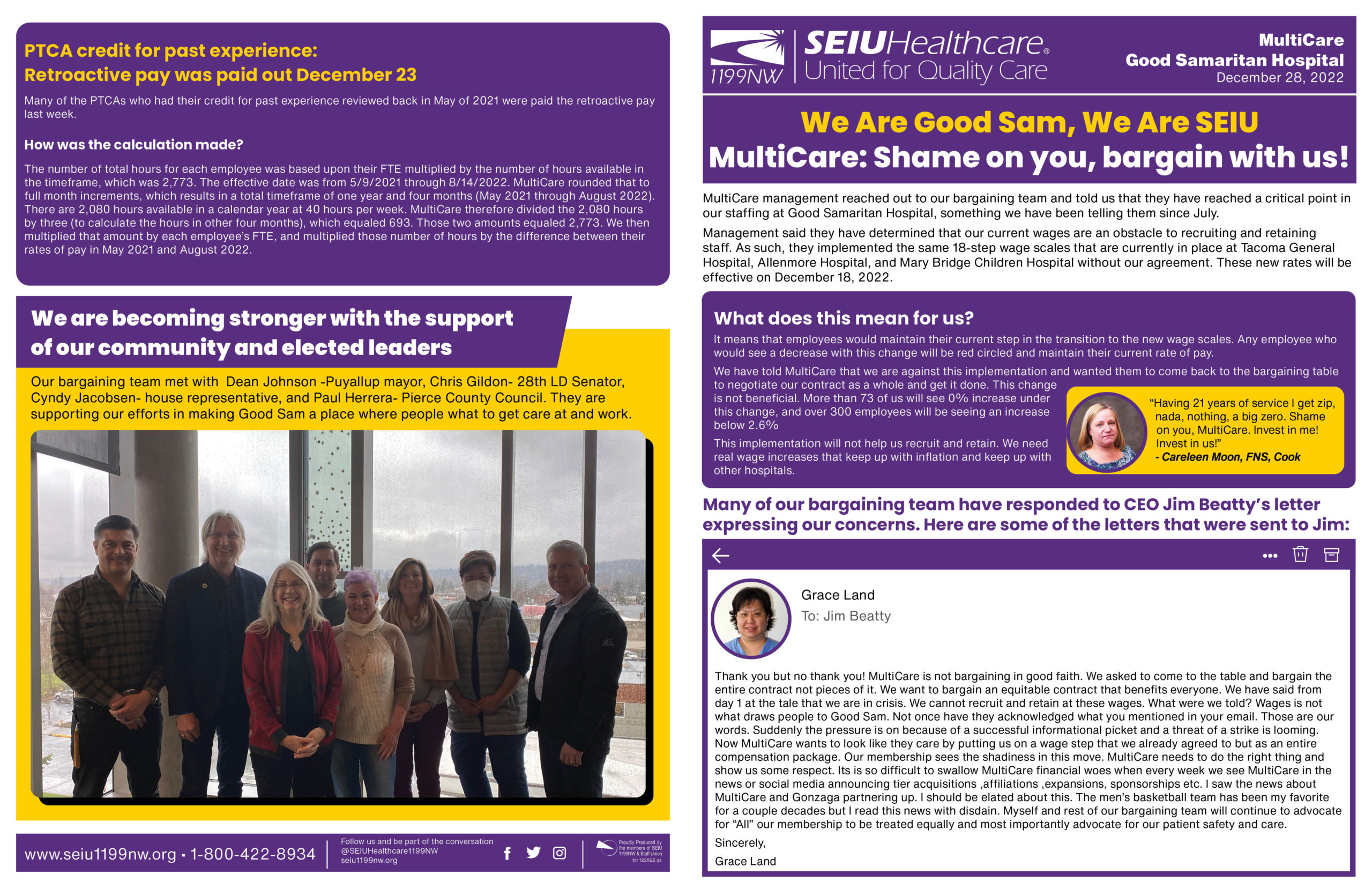 We Are Good Sam, We Are SEIU MultiCare: Shame on you, bargain with us!