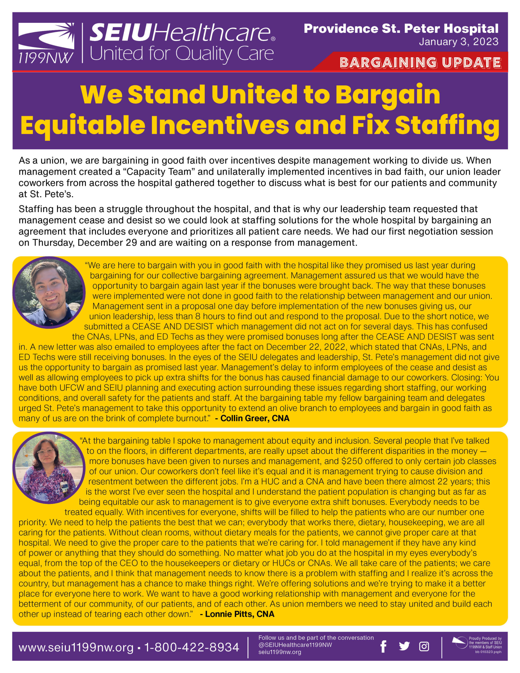 We Stand United to Bargain Equitable Incentives and Fix Staffing