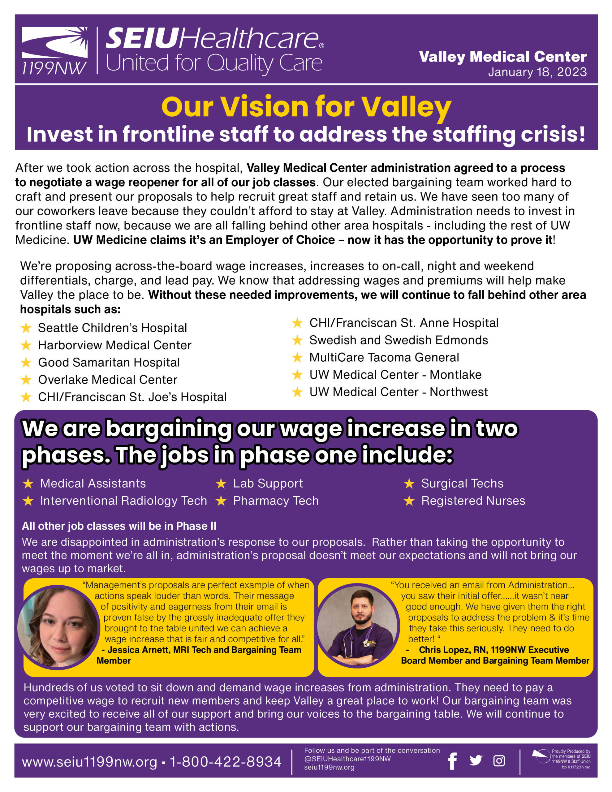 Our Vision for Valley - Invest in frontline staff to address the staffing crisis!