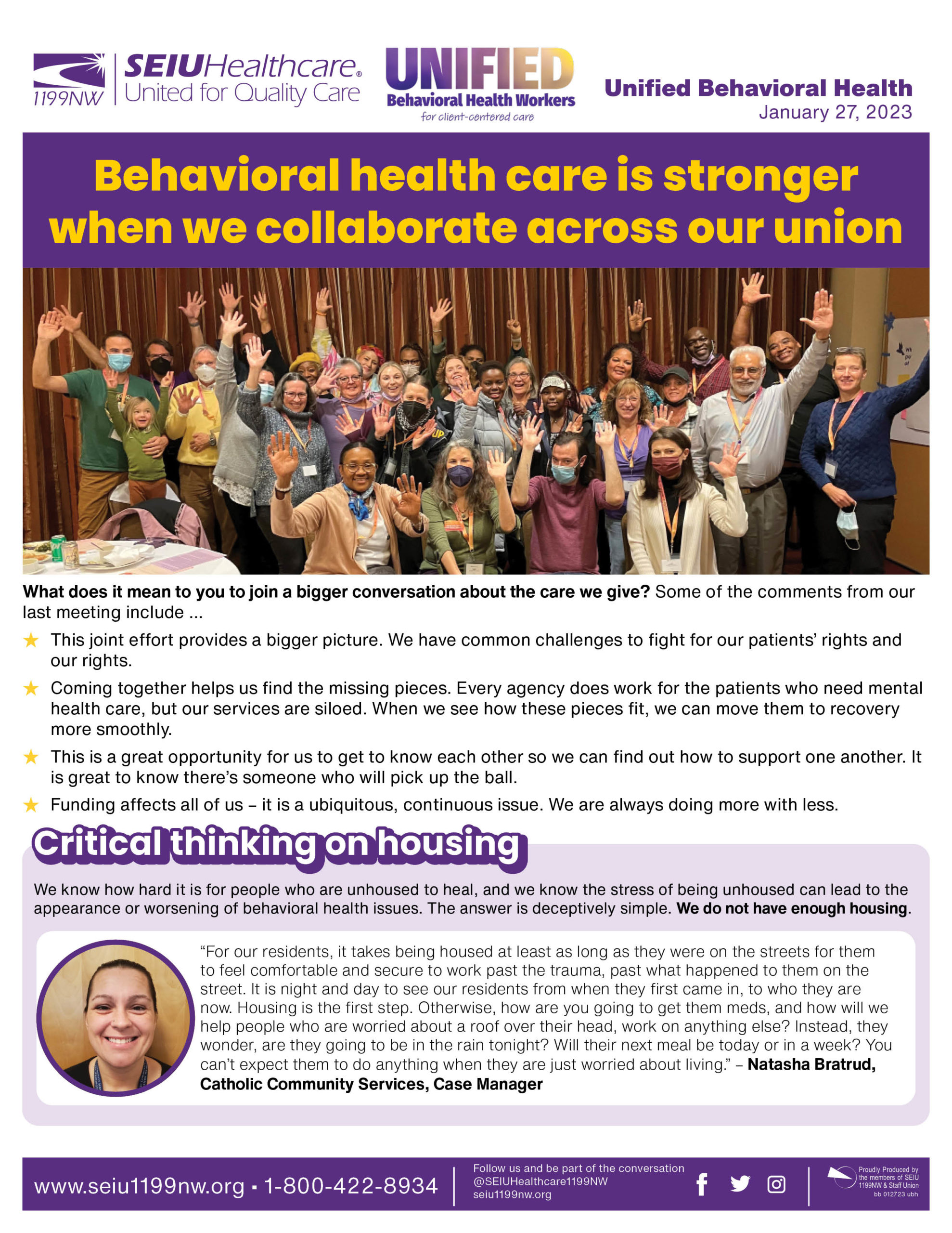 Behavioral health care is stronger when we collaborate across our union
