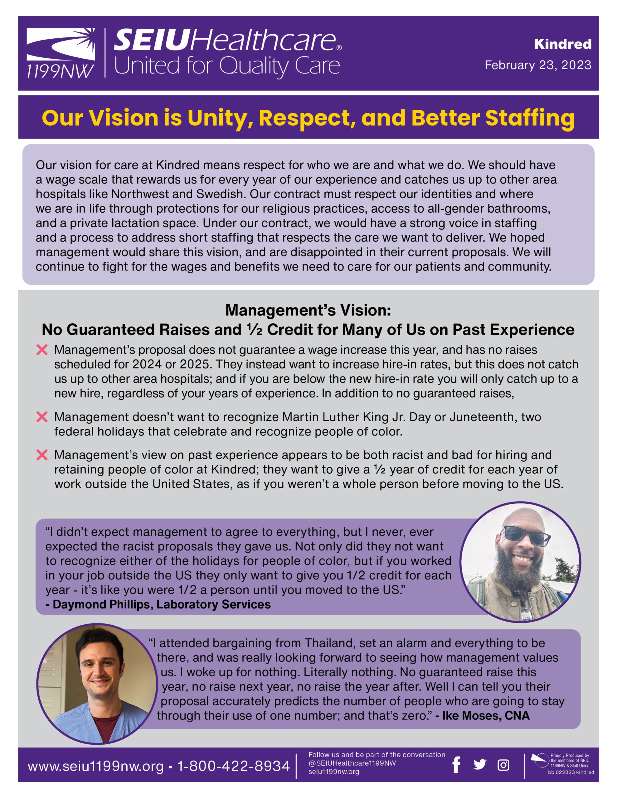 Our Vision is Unity, Respect, and Better Staffing