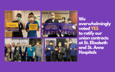 Workers overwhelmingly vote to ratify union contracts at St. Elizabeth and St. Anne Hospitals