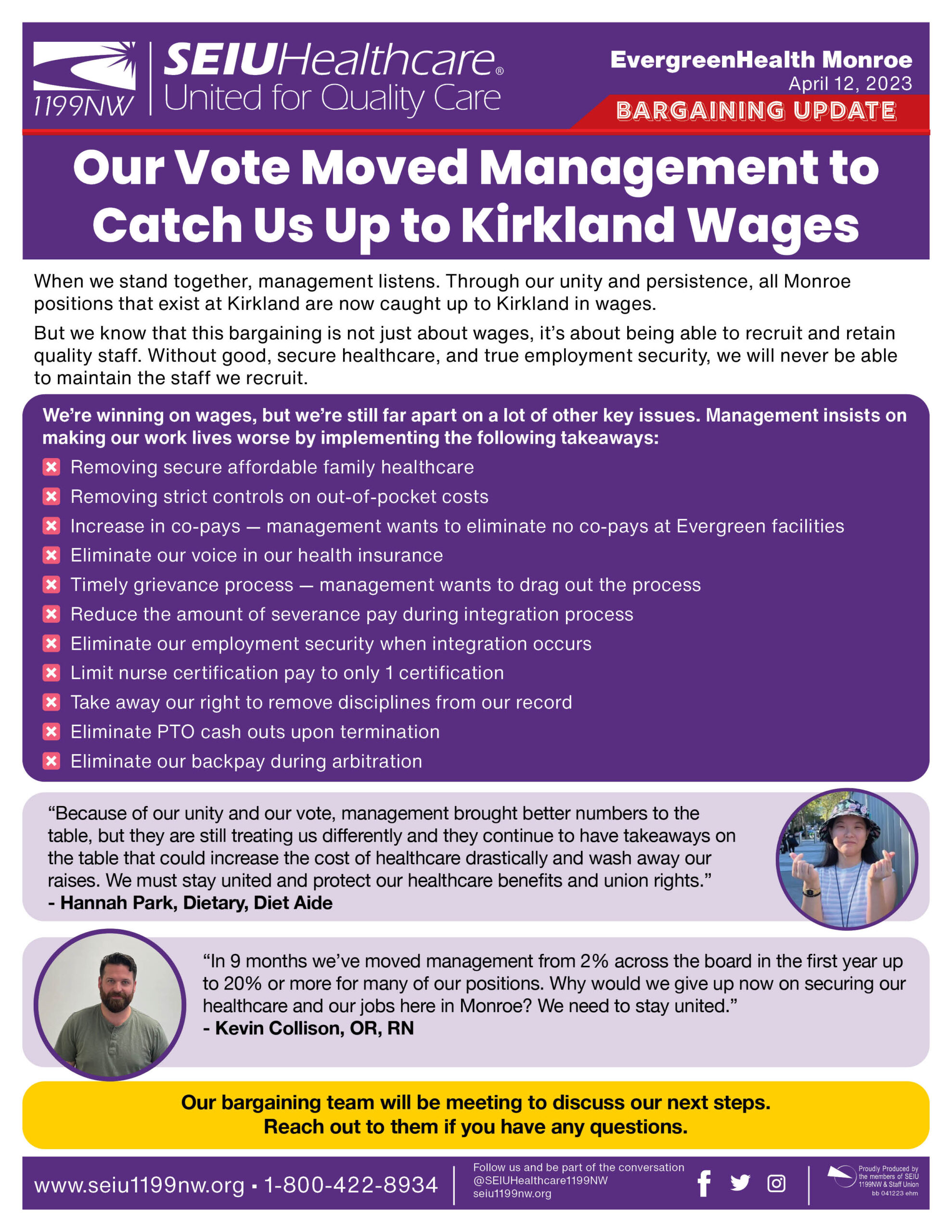 Our Vote Moved Management to Catch Us Up to Kirkland Wages