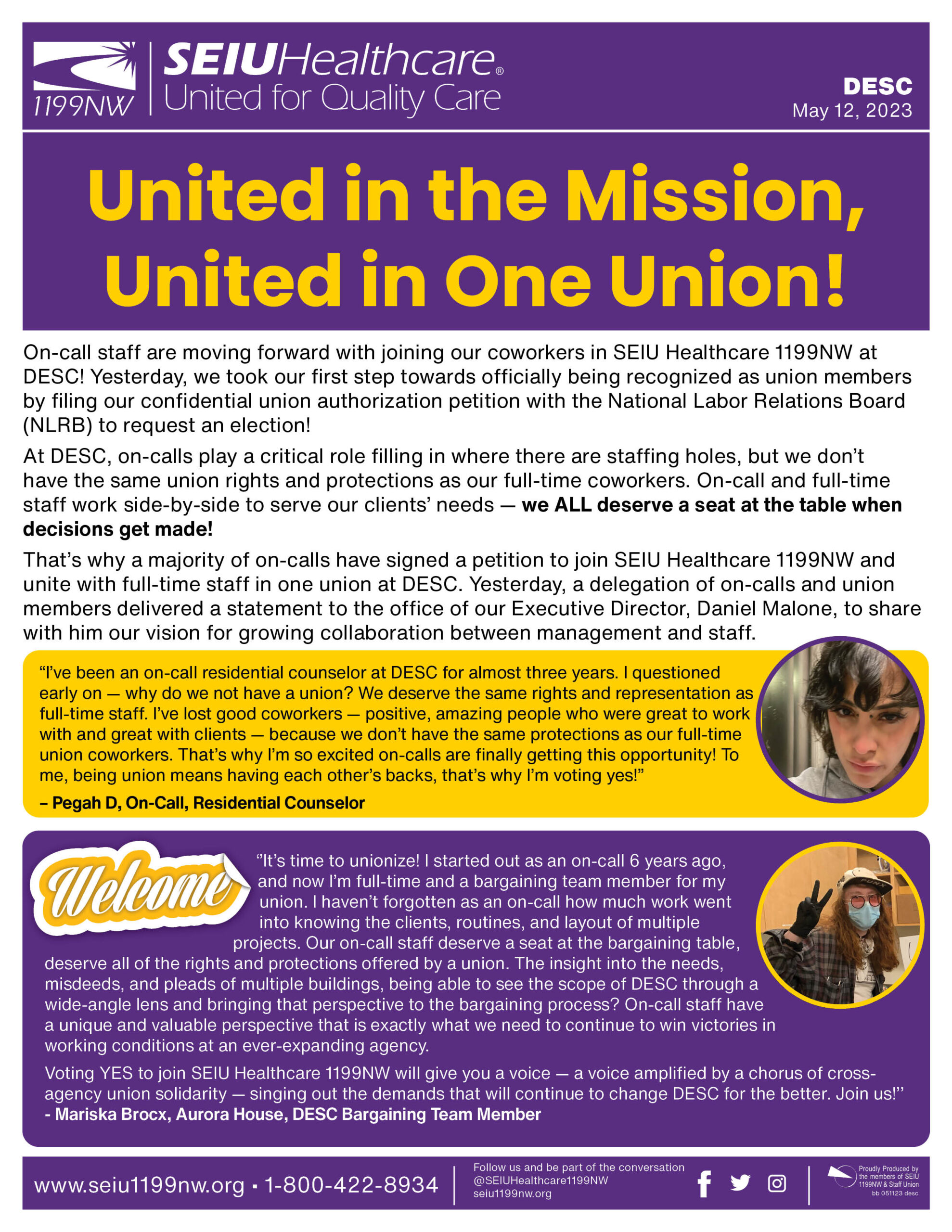 United in the Mission, United in One Union!