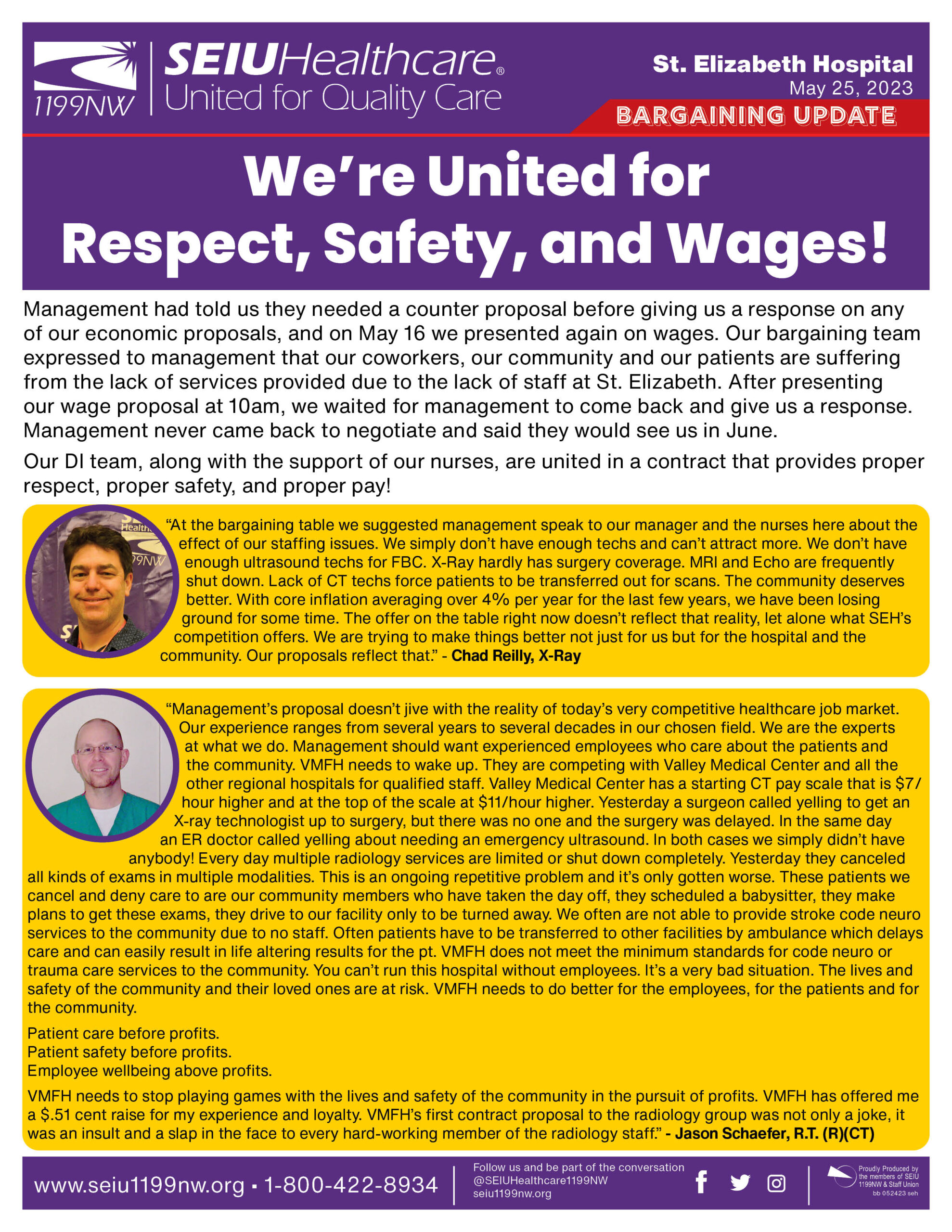 We’re United for  Respect, Safety, and Wages!