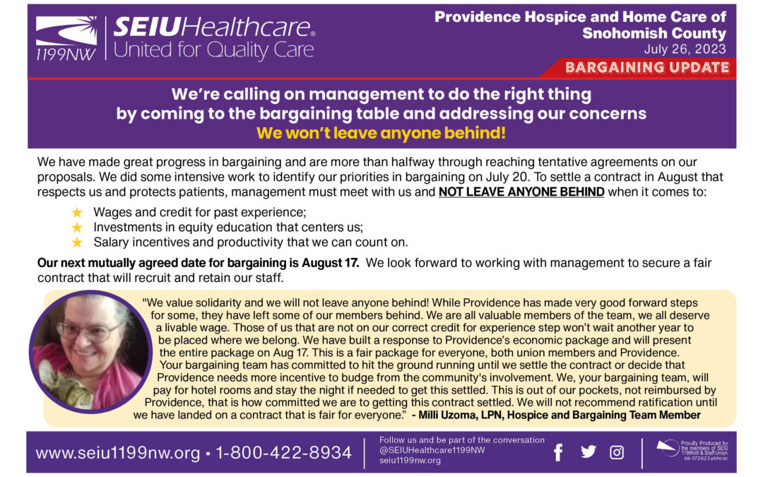 We’re calling on management to do the right thing by coming to the bargaining table and addressing our concerns