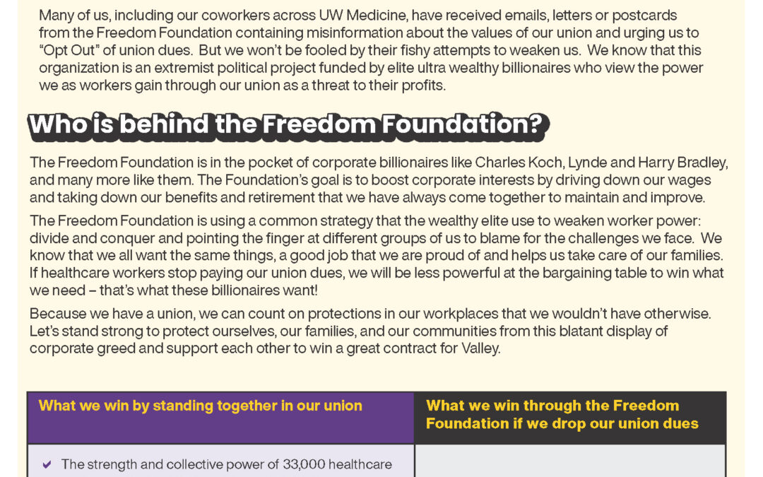We Stand United Against the Freedom Foundation and the Anti-Union Billionaire Bullies Who Bankroll It