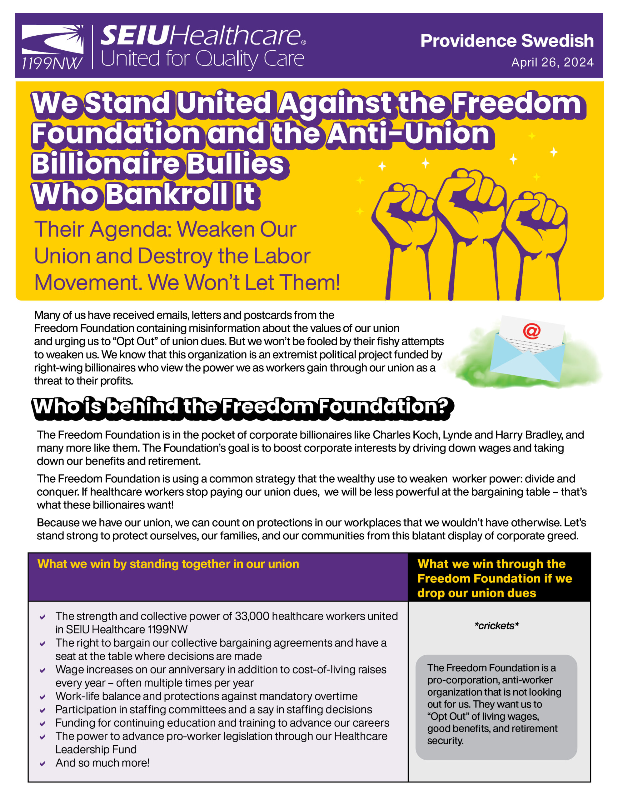 We Stand United Against the Freedom Foundation and the Anti-Union Billionaire Bullies Who Bankroll It