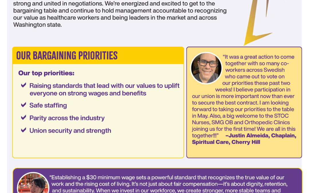 We are united in our bargaining priorities to raise standards for us, our patients, and communities!