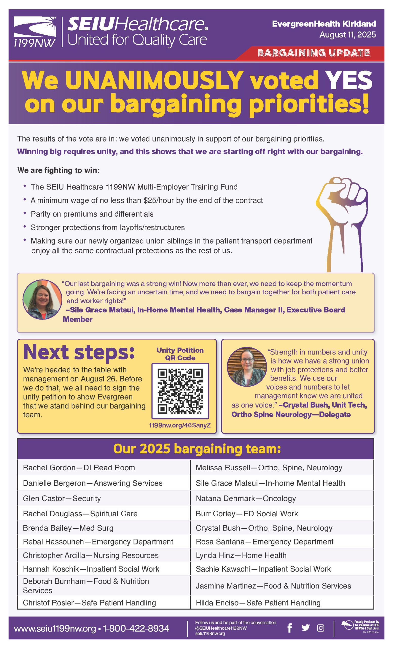 We UNANIMOUSLY voted YES on our bargaining priorities!