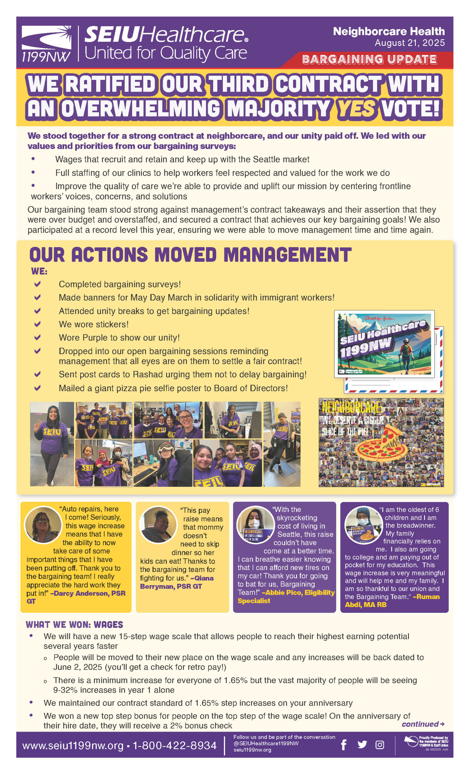 We ratified our third contract with an overwhelming majority YES vote!