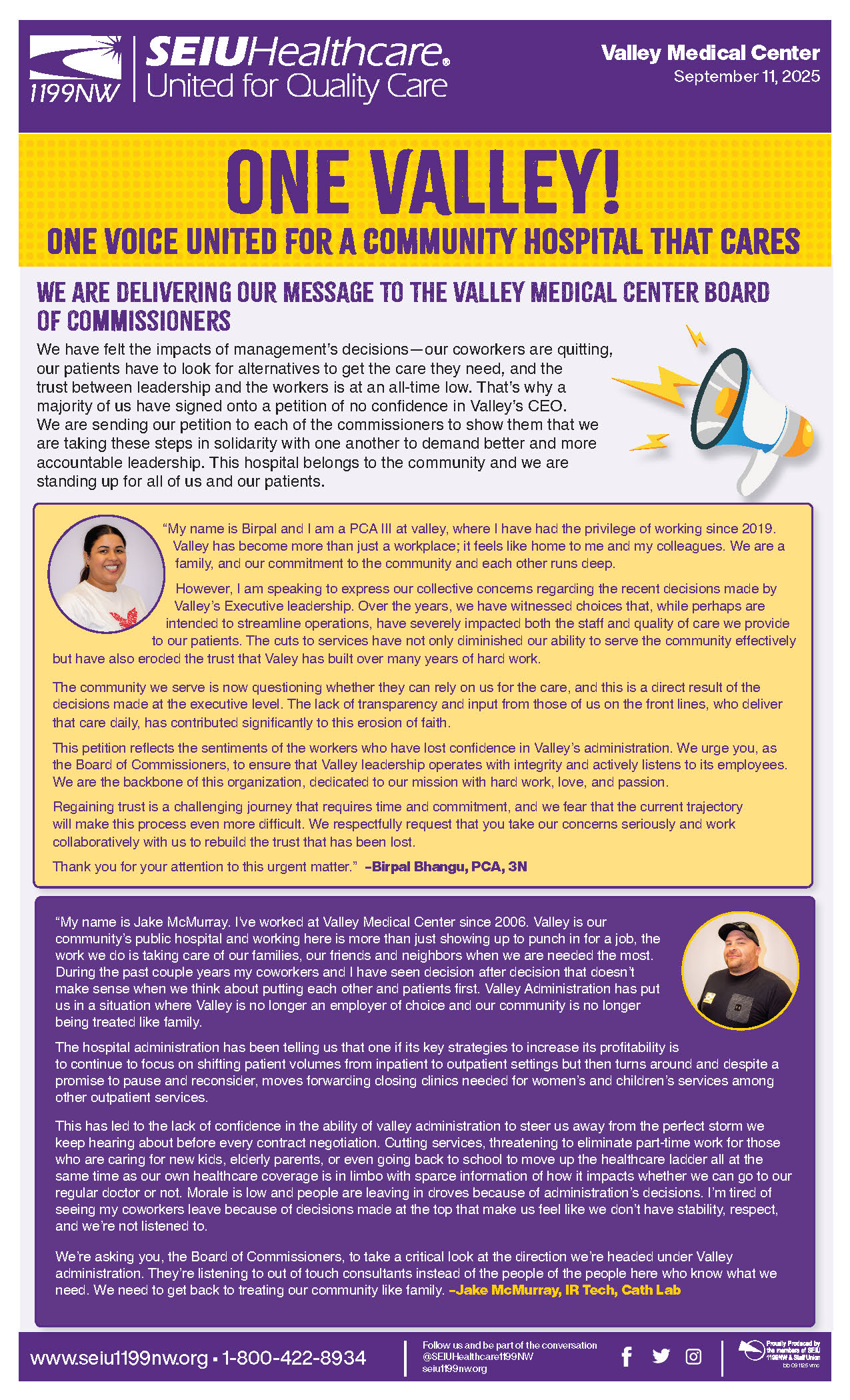 One Valley! One Voice United for a Community Hospital that Cares