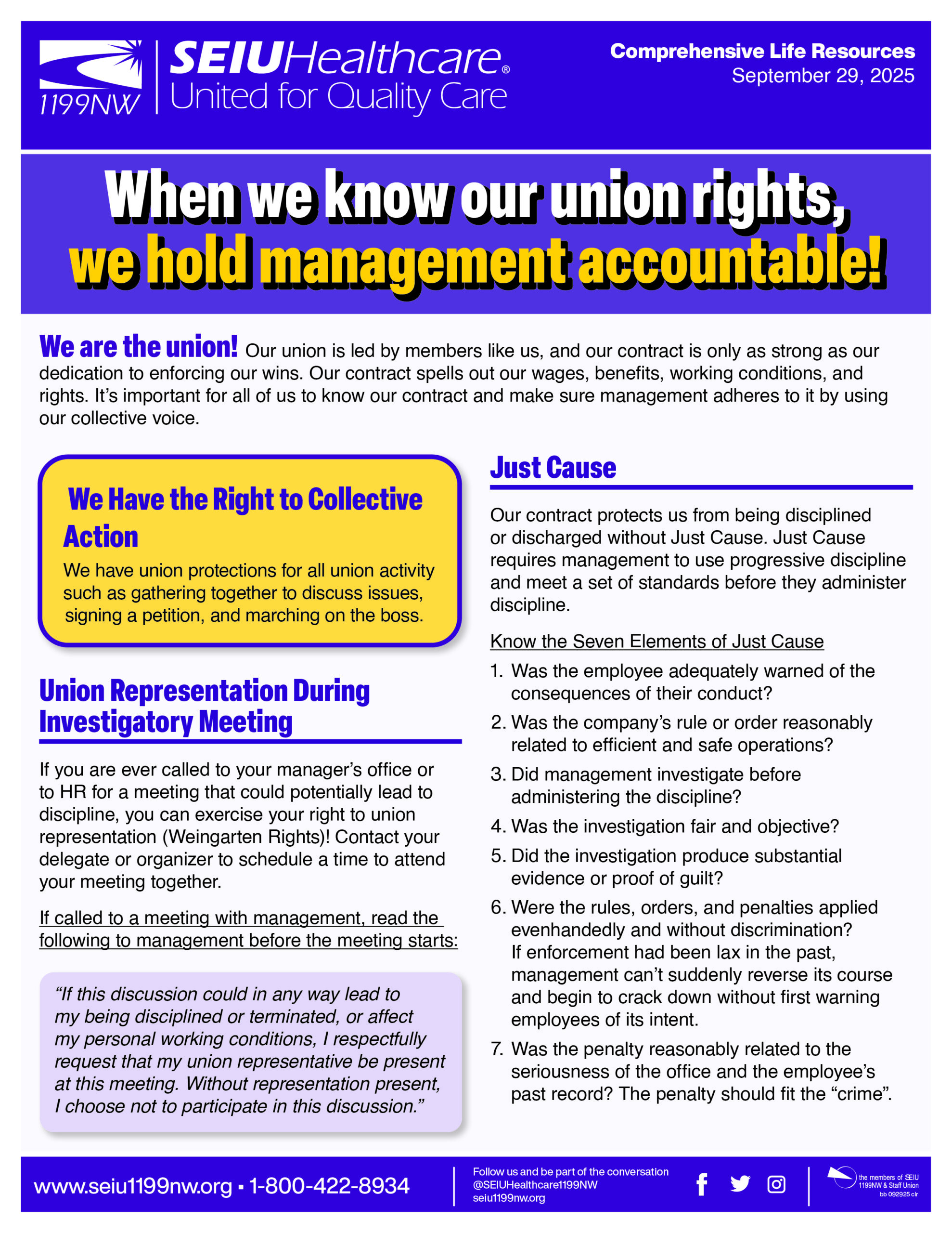 When we know our union rights, we hold management accountable!
