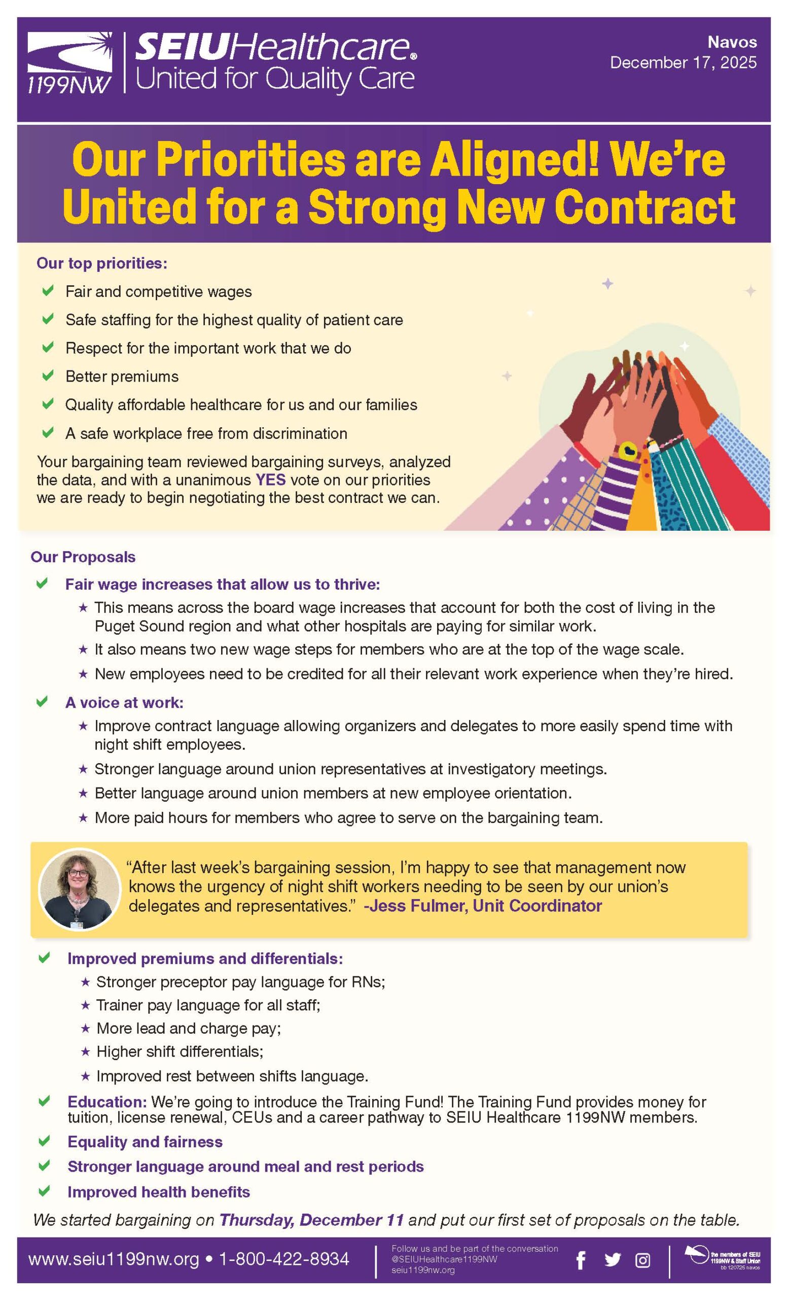 Our Priorities are Aligned! We’re United for a Strong New Contract