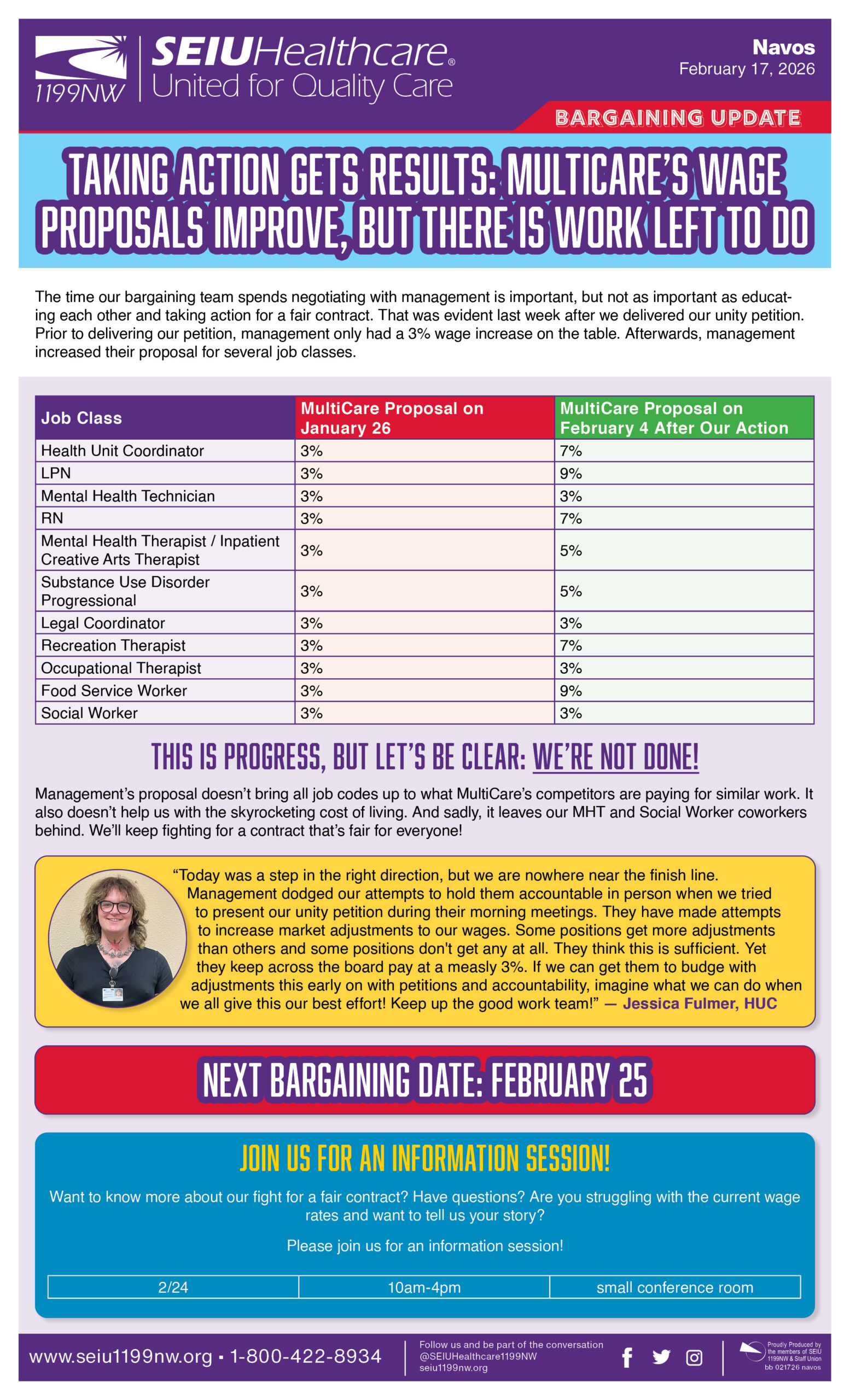 Taking Action Gets Results: MultiCare’s Wage Proposals Improve, But There Is Work Left To Do