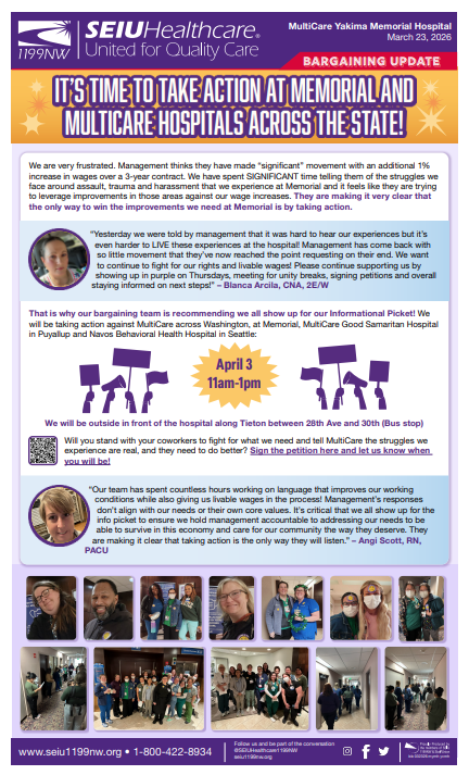 It’s time to take action at Memorial and MultiCare Hospitals across the state!