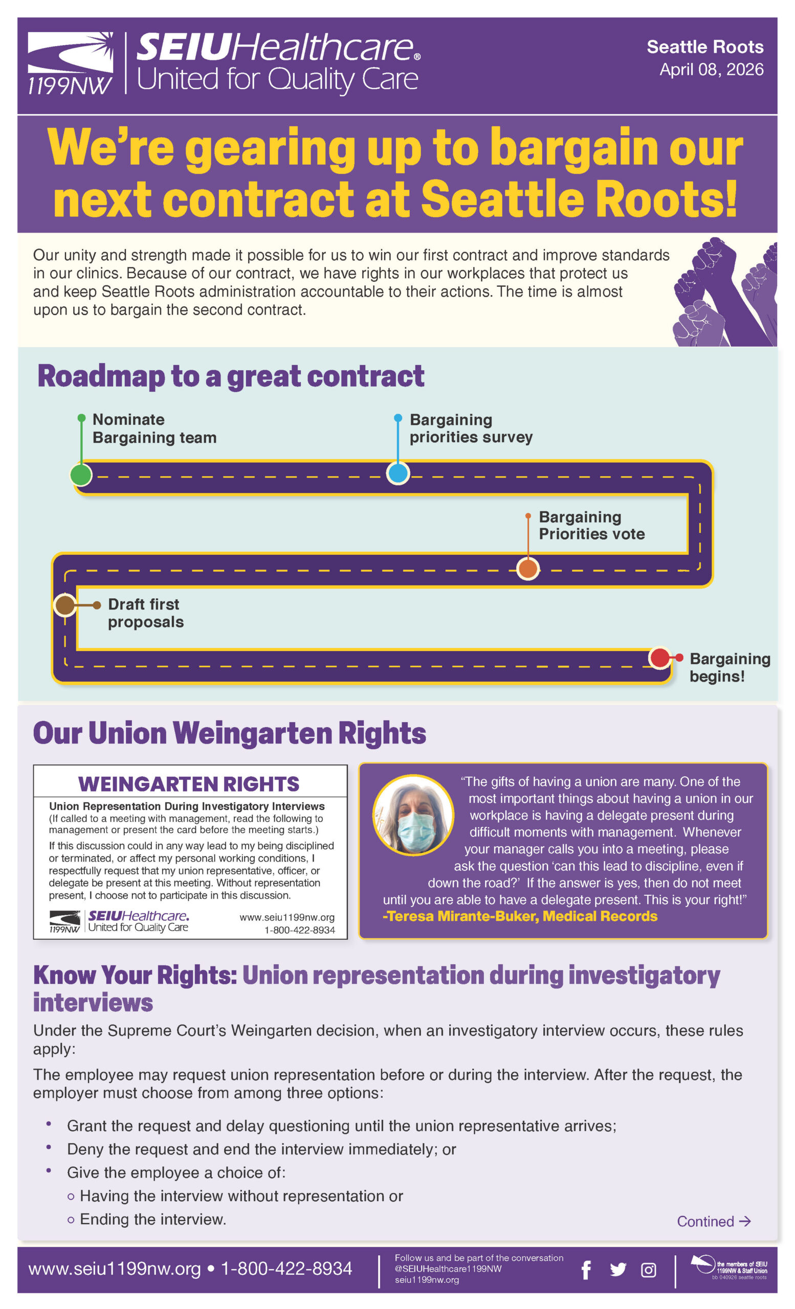 We’re gearing up to bargain our next contract at Seattle Roots!