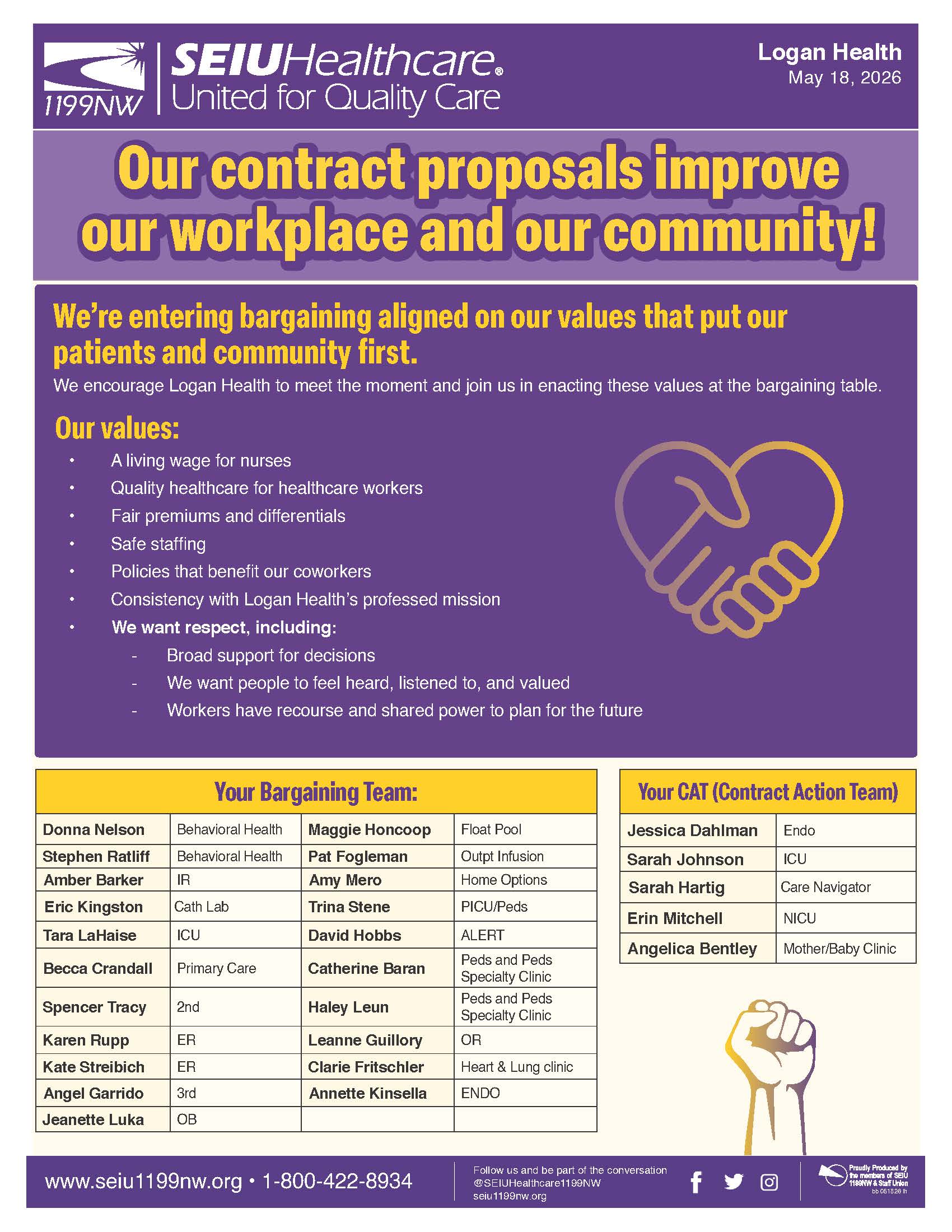 Our contract proposals improve our workplace and our community!