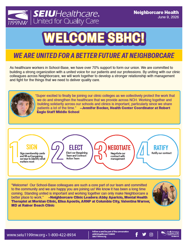 WELCOME SBHC! We Are United For a Better Future at Neighborcare
