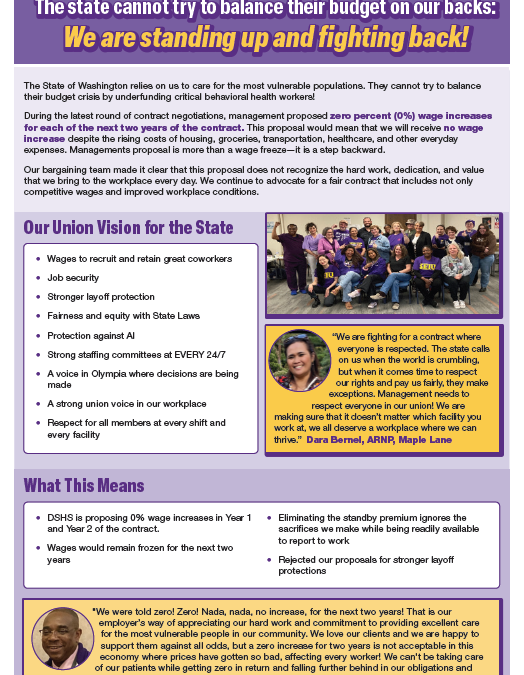 The state cannot try to balance their budget on our backs: We are standing up and fighting back!