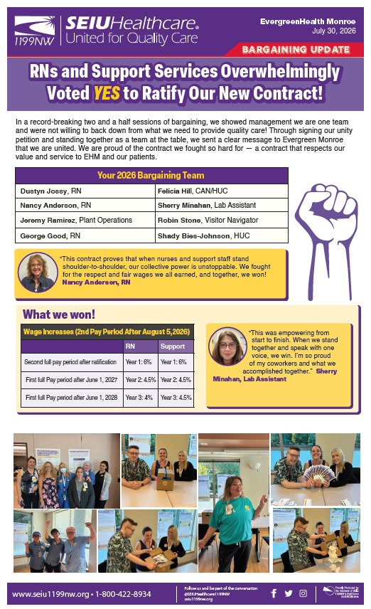 RNs and Support Services Overwhelmingly Voted YES to Ratify Our New Contract!