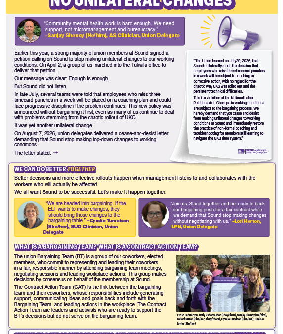 Standing Together For What’s Right: No Unilateral Changes