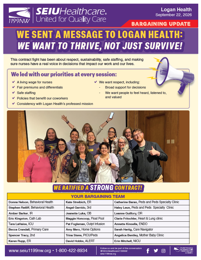 WE SENT A MESSAGE TO LOGAN HEALTH: WE WANT TO THRIVE, NOT JUST SURVIVE!